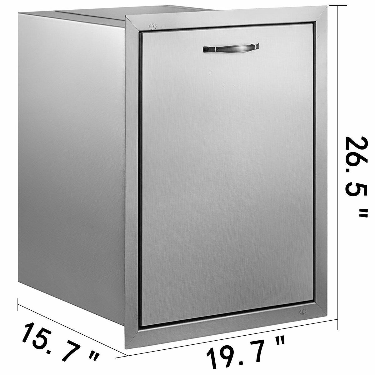 Outdoor Kitchen Trash Drawer 19.7W x 26.5H with Trash Bag Ring Stainless Steel