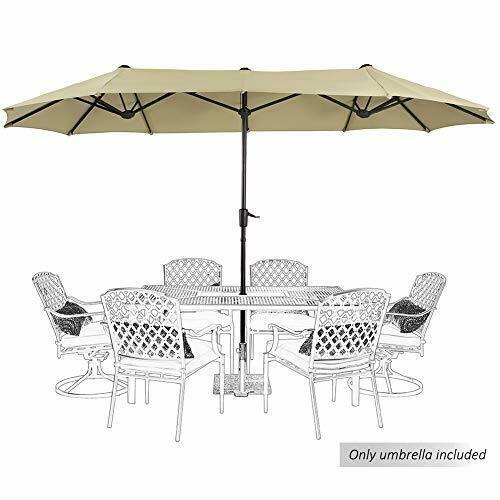 13ft Outdoor Market Umbrella Double-Sided Twin Large Patio Umbrella with Crank