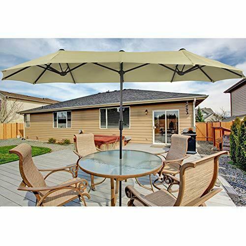 13ft Outdoor Market Umbrella Double-Sided Twin Large Patio Umbrella with Crank