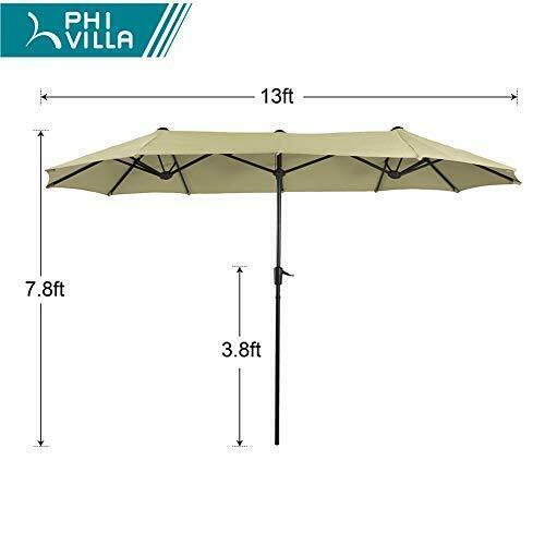 13ft Outdoor Market Umbrella Double-Sided Twin Large Patio Umbrella with Crank