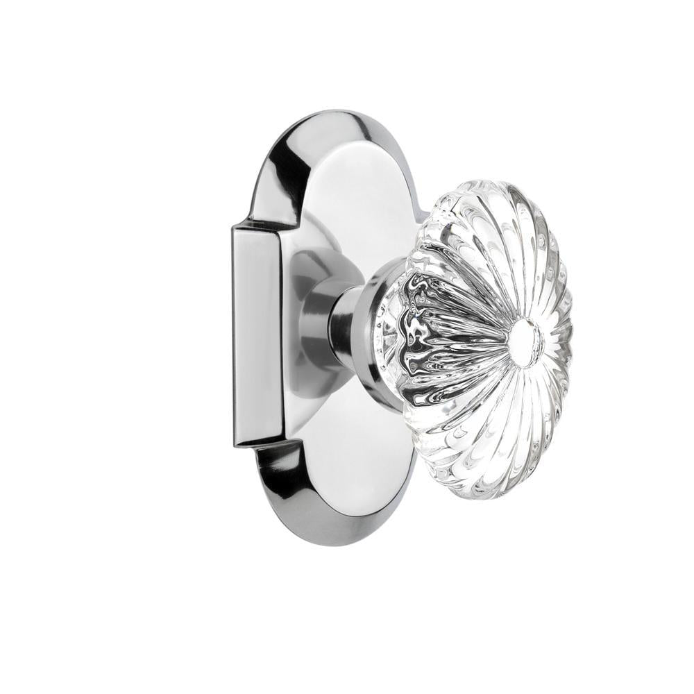 CottaPlate 2-3/4 in. Backset Bright Chrome PassaHall/Closet Oval Fluted Crystal Glass Door Knob