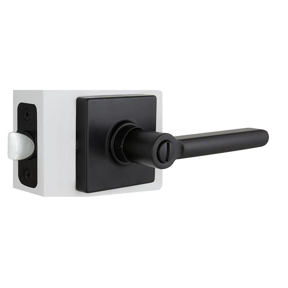 TonbridMatte Black Bed/Bath Door Lever with Square Rose (4-Pack)