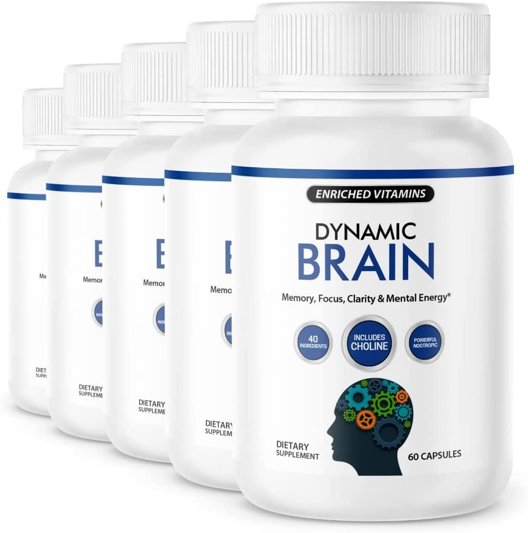(5 Pack) Dynamic Brain Memory Focus Function Alertness & Clarity– 240 Capsule