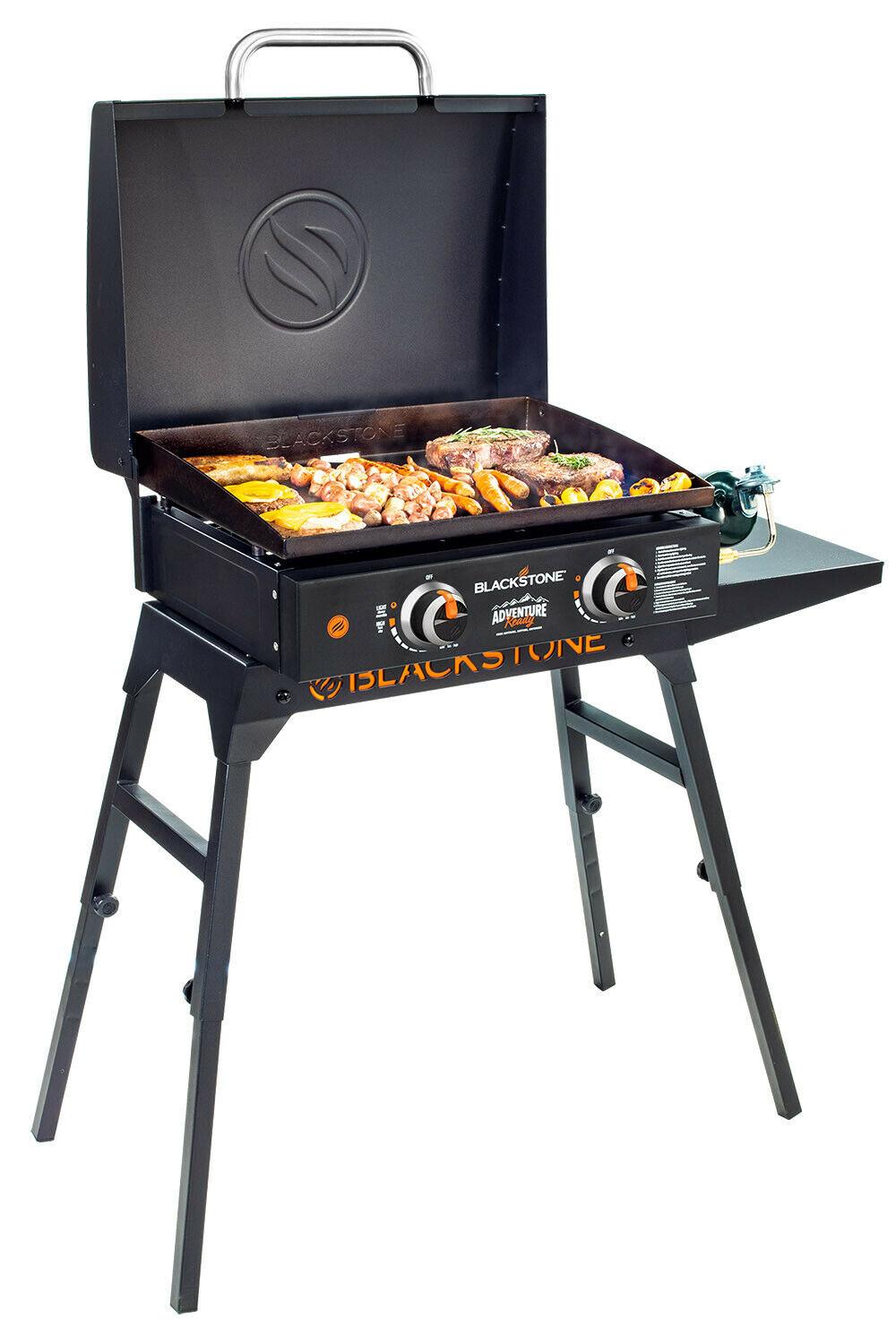 22" Griddle with Hood, Foldable Legs, Adapter Hose Tabletop Versatile