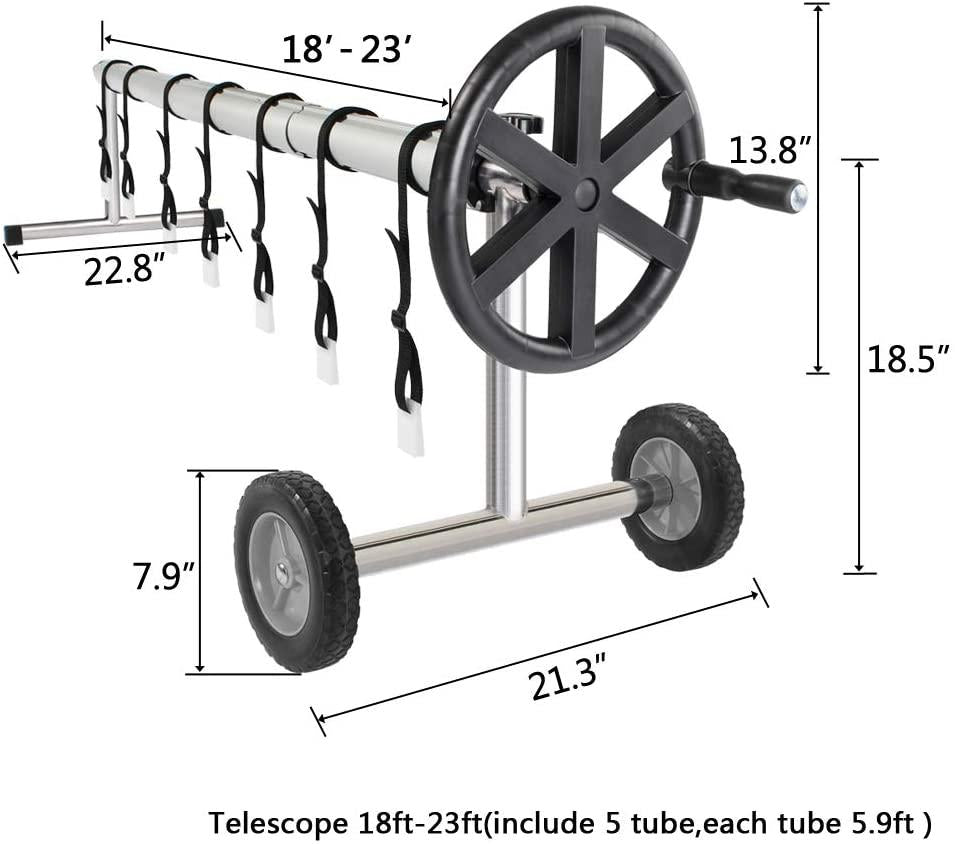 VINGLI Swimming Pool Cover Reel Set Inground Pool Cover Solar Blanket Roller Reel, Up to 21-Feet Wide x 40-Feet Length