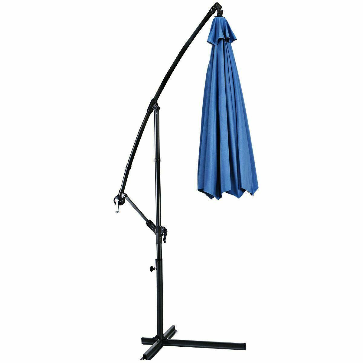 Blue Modern 10' Patio Outdoor Sunshade Hanging Umbrella-
