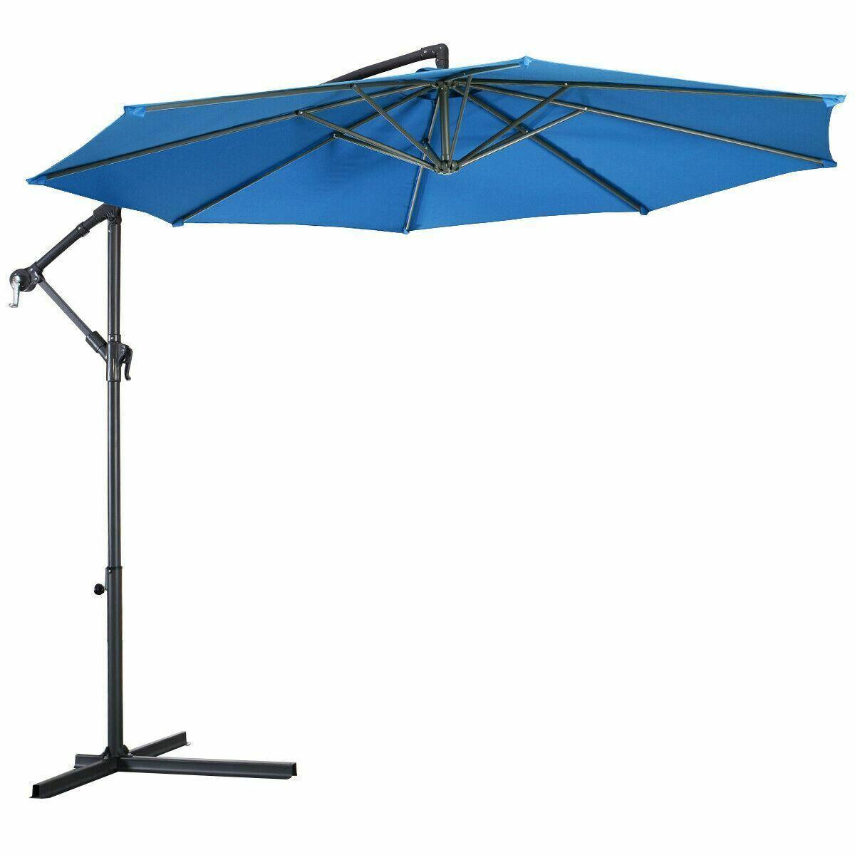 Blue Modern 10' Patio Outdoor Sunshade Hanging Umbrella-