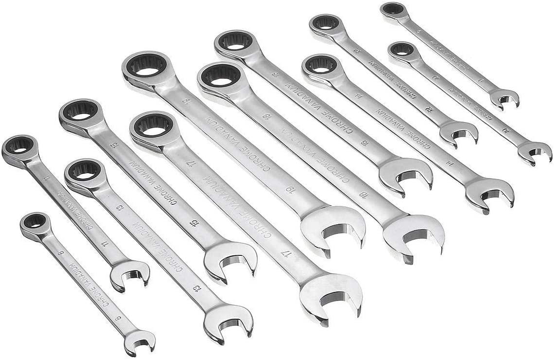 ZXY-NAN 12pc Metric Ratcheting Spanner Combination Wrenche Hand Tools 9mm-18mm CR-V Steel Universal Hand Tools