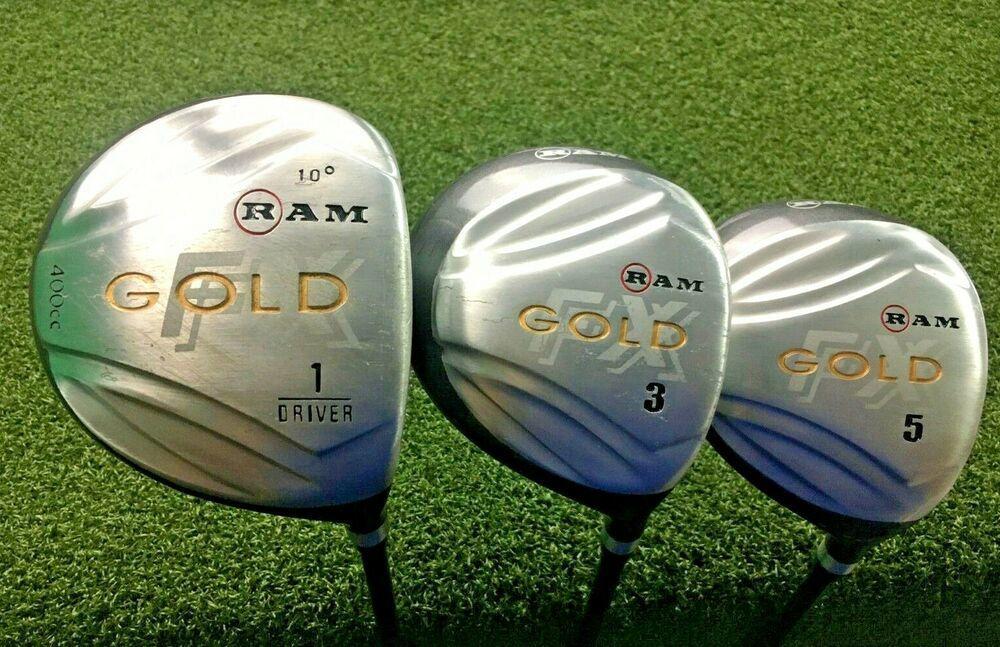 RAM FX GOLD 1,3,5 Woods & 3-PW Iron Set Combo / RH / Stiff / HC's / NICE /mm3554