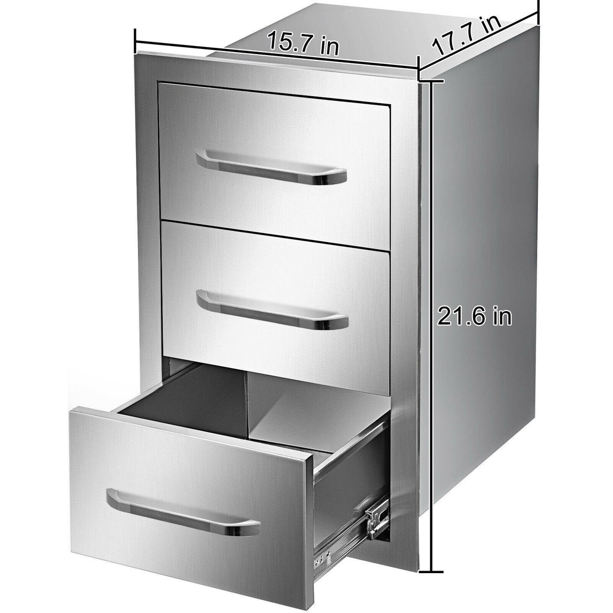 16"x21.5" Outdoor Kitchen Drawers Triple Access Storage BBQ Drawer Grill Station
