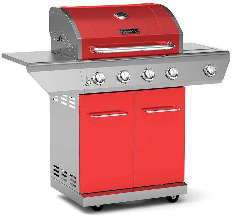 Nexgrill Propane Gas BBQ Grill 4-Burner with Side Burner 60,000 BTU Barbecue Red