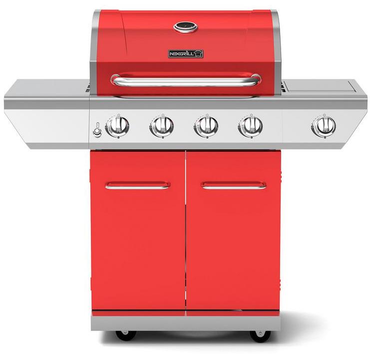 Nexgrill Propane Gas BBQ Grill 4-Burner with Side Burner 60,000 BTU Barbecue Red