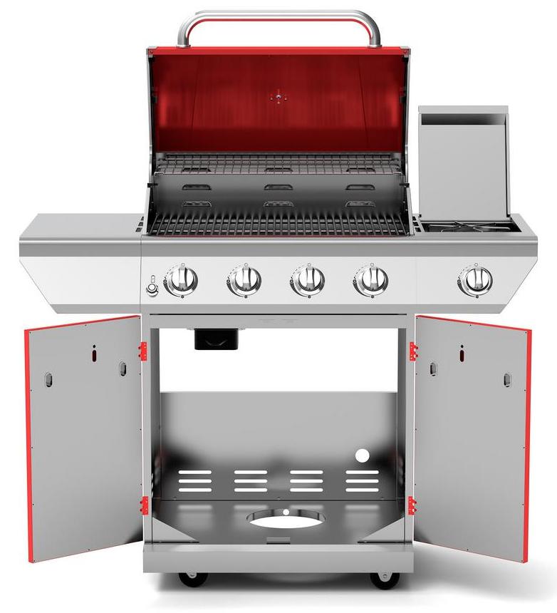 Nexgrill Propane Gas BBQ Grill 4-Burner with Side Burner 60,000 BTU Barbecue Red