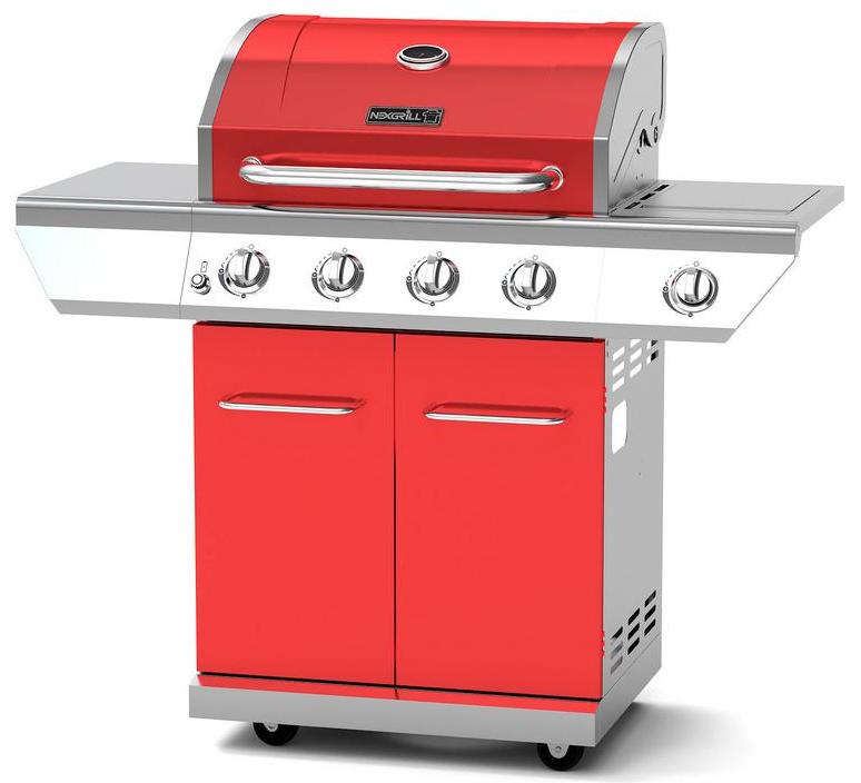 Nexgrill Propane Gas BBQ Grill 4-Burner with Side Burner 60,000 BTU Barbecue Red