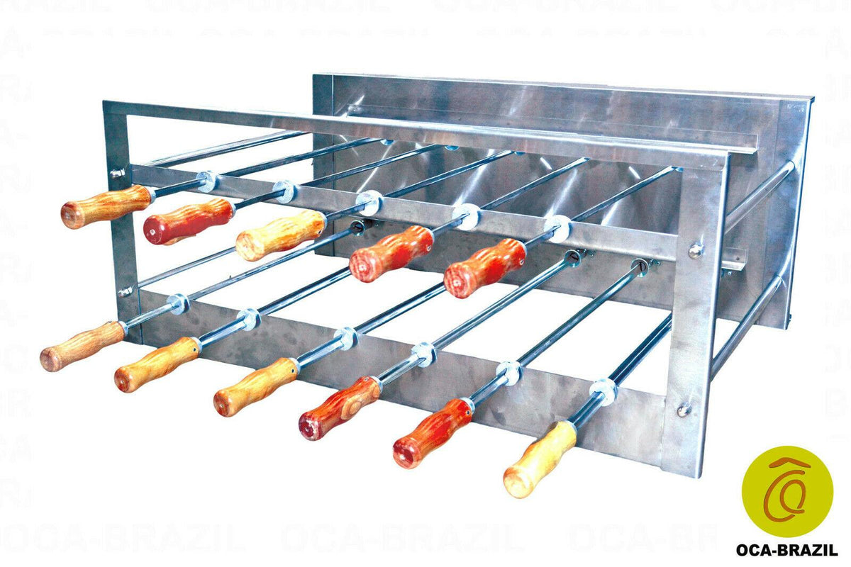 Brazilian BBQ Charcoal Grill - 11 Skewers - Rotisserie System - Oca-Brazil