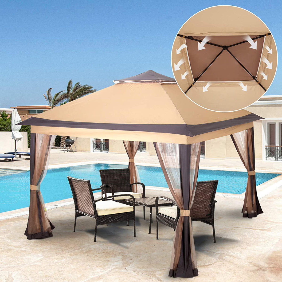 Pamapic 11x11 Outdoor Pop up Gazebo for Patios Canopy for