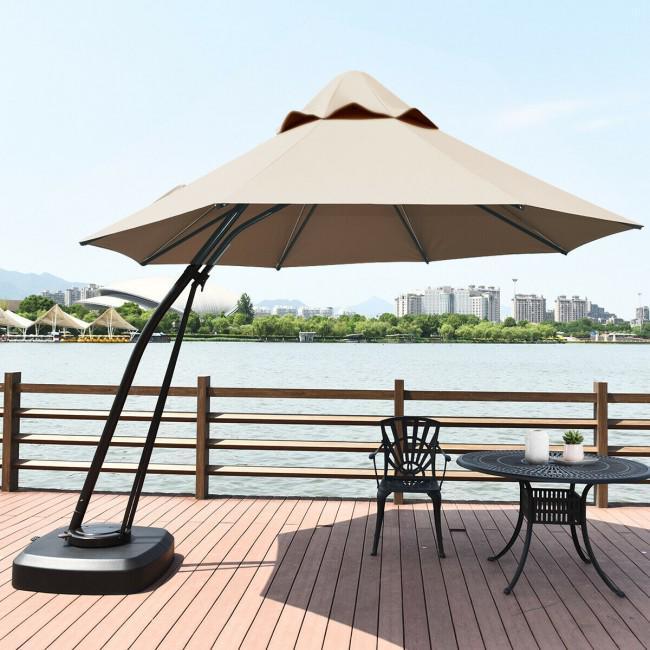 11 Feet Outdoor Cantilever Hanging Umbrella with Base and