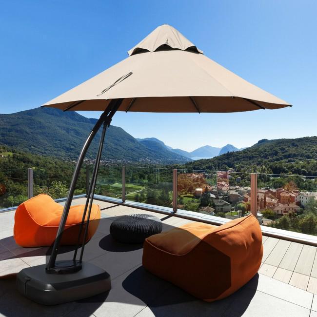 11 Feet Outdoor Cantilever Hanging Umbrella with Base and