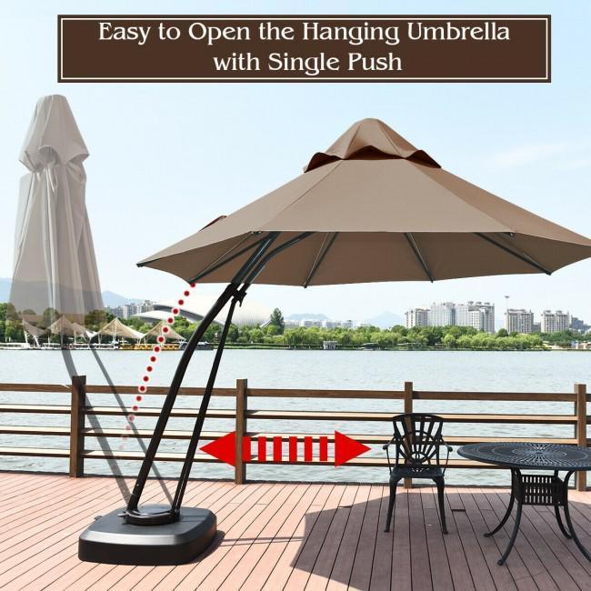 11 Feet Outdoor Cantilever Hanging Umbrella with Base and