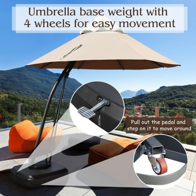 11 Feet Outdoor Cantilever Hanging Umbrella with Base and