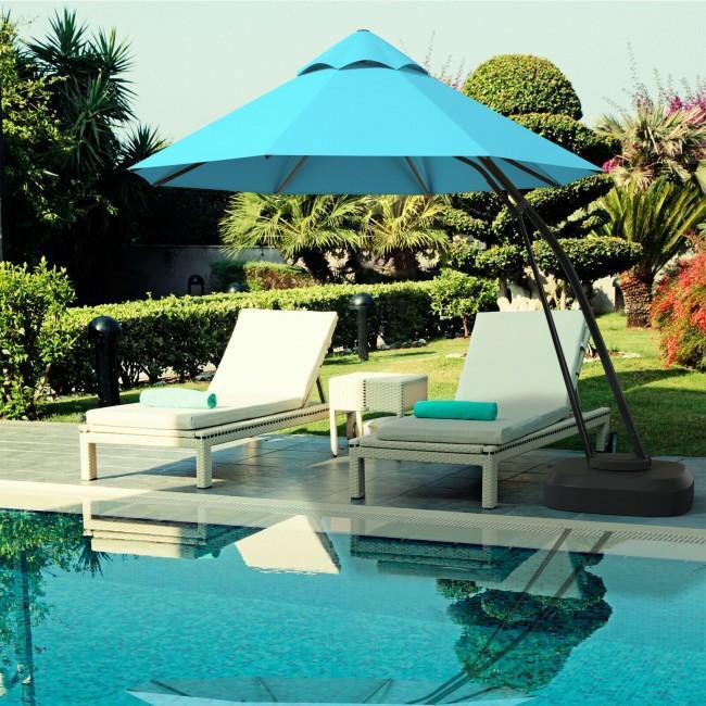 11 Feet Outdoor Cantilever Hanging Umbrella with Base and