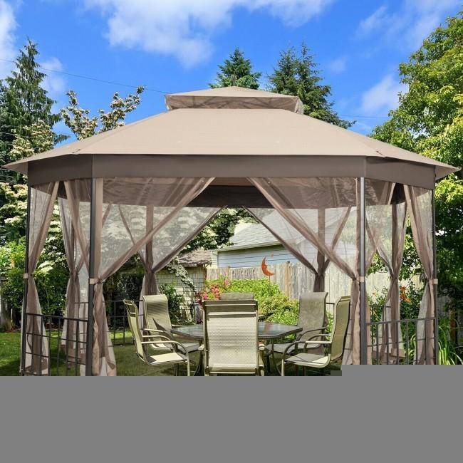 10x 12 Octagonal Patio Gazebo with Mosquito Net