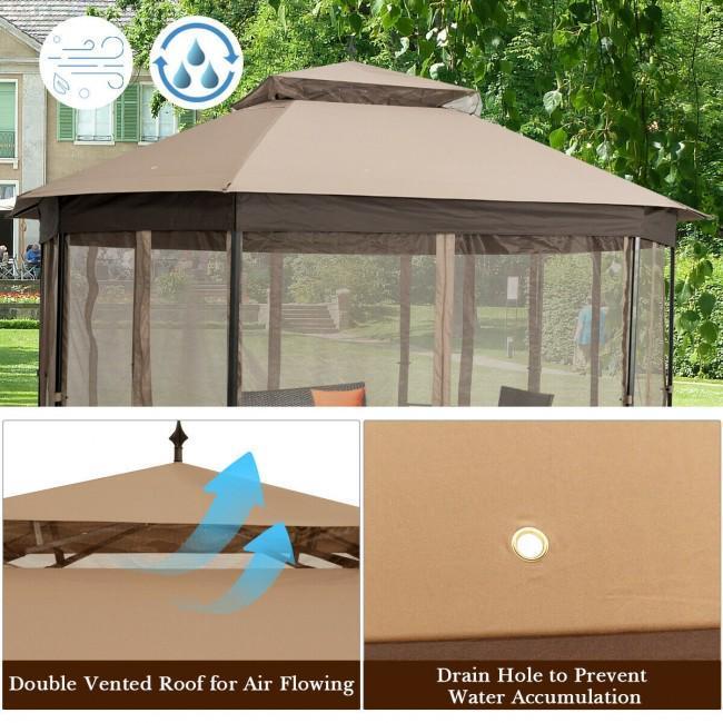 10x 12 Octagonal Patio Gazebo with Mosquito Net
