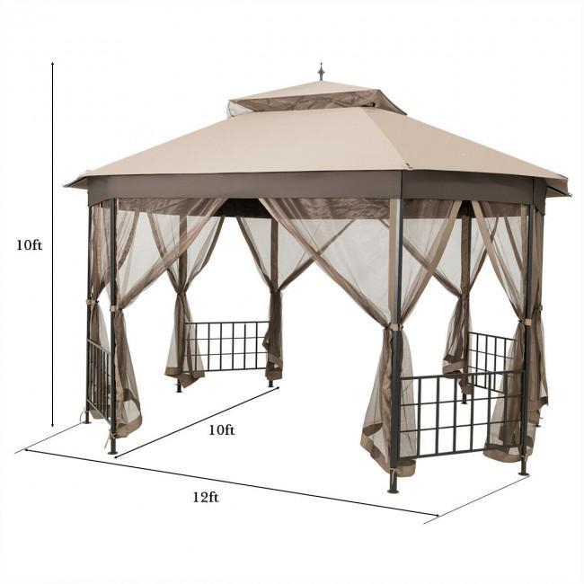 10x 12 Octagonal Patio Gazebo with Mosquito Net