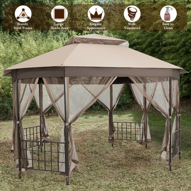 10x 12 Octagonal Patio Gazebo with Mosquito Net