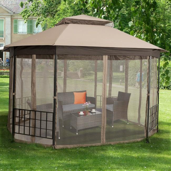 10x 12 Octagonal Patio Gazebo with Mosquito Net