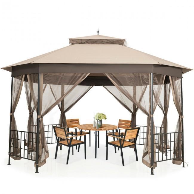 10x 12 Octagonal Patio Gazebo with Mosquito Net