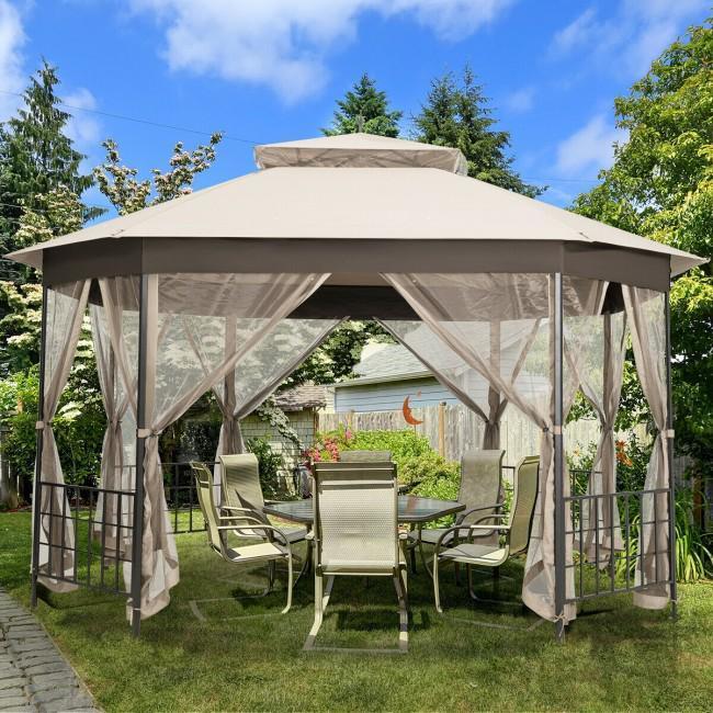 10x 12 Octagonal Patio Gazebo with Mosquito Net