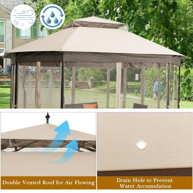 10x 12 Octagonal Patio Gazebo with Mosquito Net