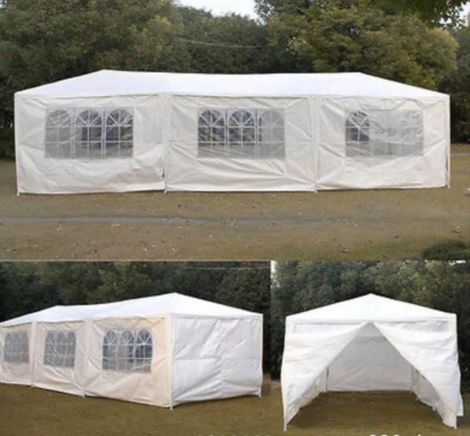 10'x 30' White Gazebo Yard Wedding Party Tent Canopy Graduations Parties 8 Walls