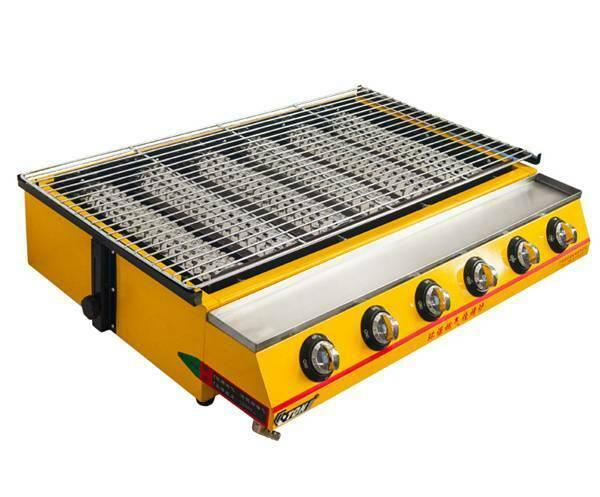 1pc Commercial 6 head gas-fired grill smokeless barbecue machine