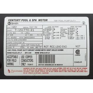 Motor, Century, 0.75hp, 208v-230v/460v, 3ph, 56Jfr, C-Face Thd