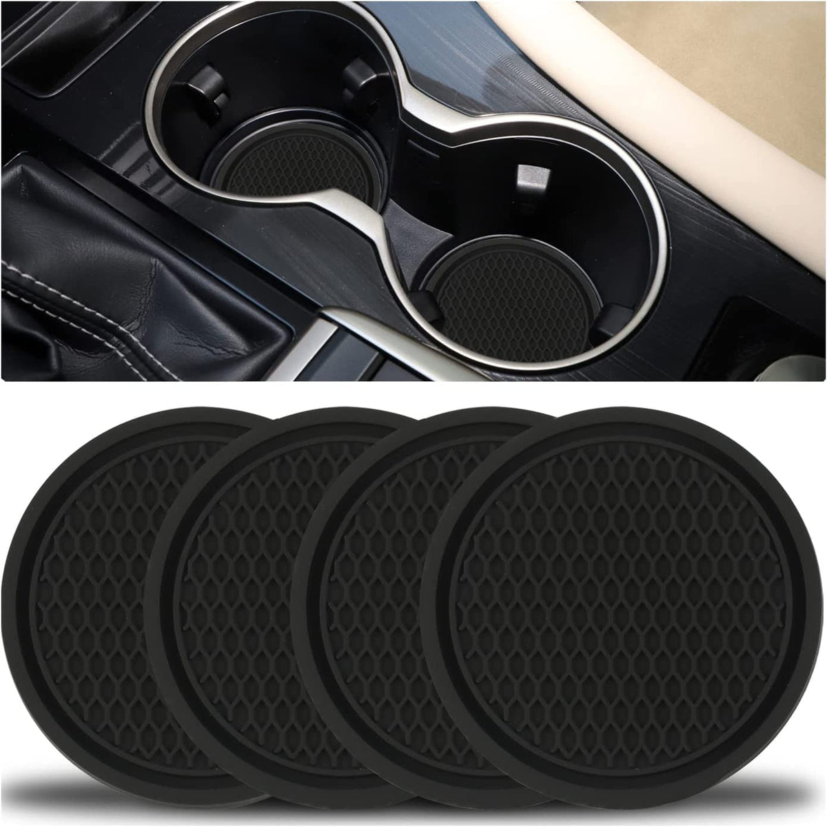 4pcs Car Cup Coasters, Universal Non-Slip Cup Holders Embedded In Ornaments Coaster, Car Interior Accessories Fit Car Accessories