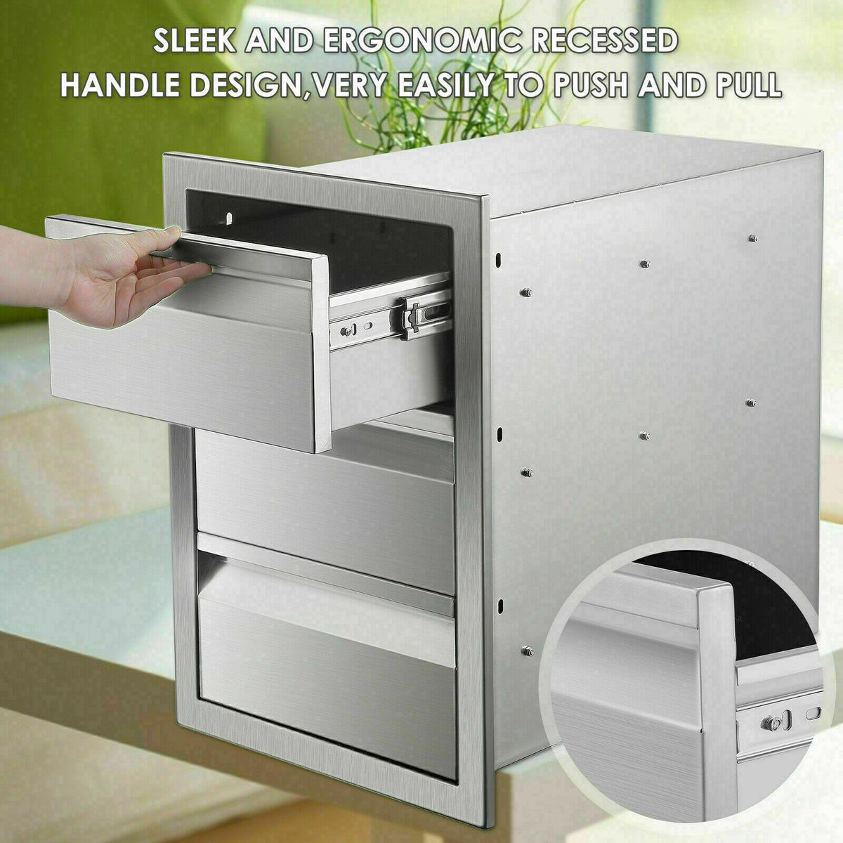 31"x24" OUTDOOR KITCHEN DOUBLE ACCESS DOOR DRAWER BBQ ISLAND STAINLESS STEEL USA