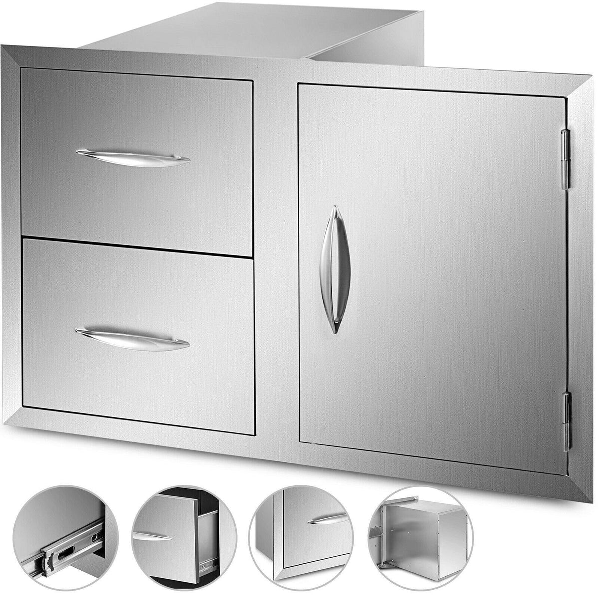 Outdoor Kitchen BBQ Door Drawers Combo 35.4x23.6" Stainless Steel BBQ Island