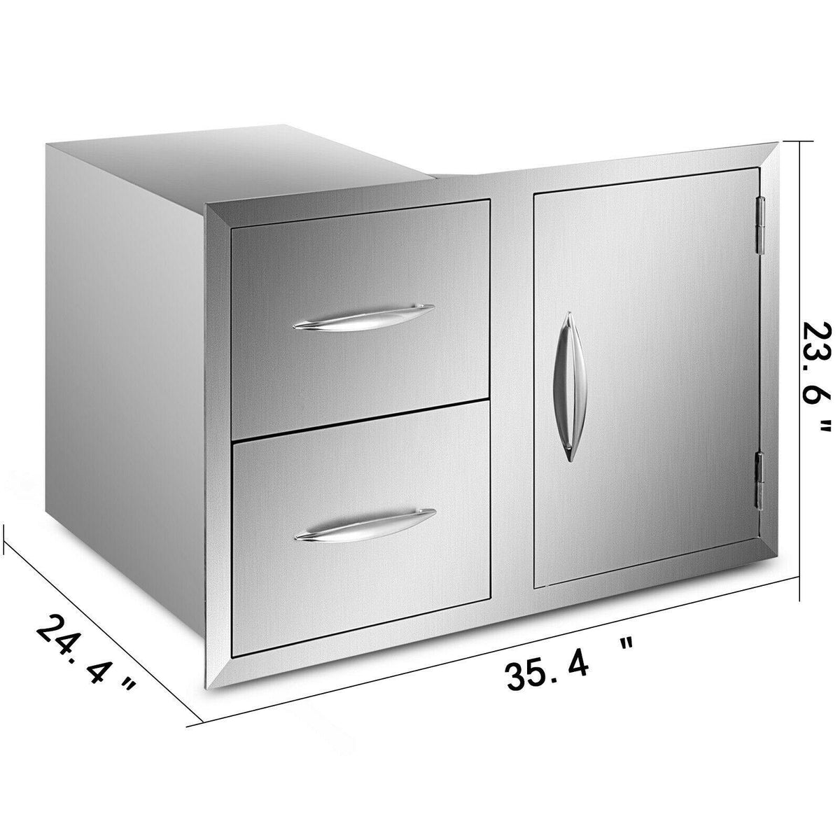 Outdoor Kitchen BBQ Door Drawers Combo 35.4x23.6" Stainless Steel BBQ Island