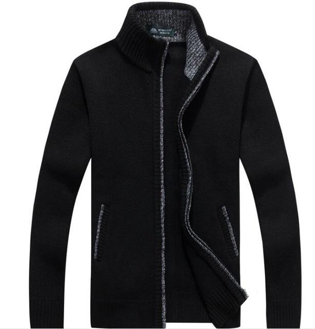 New Autumn Winter Men Warm Cashmere Casual Wool Zipper Slim Fit Fleece Jacket
