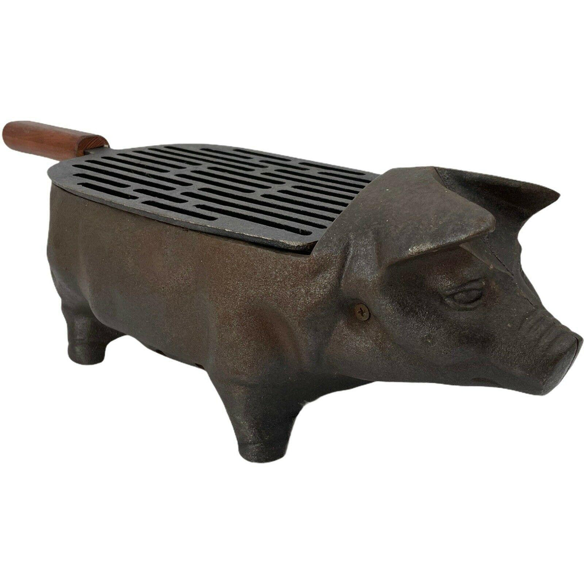 Cast Iron Pig Piggy Hog Small Hibachi Tabletop Charcoal BBQ Barbecue Grill