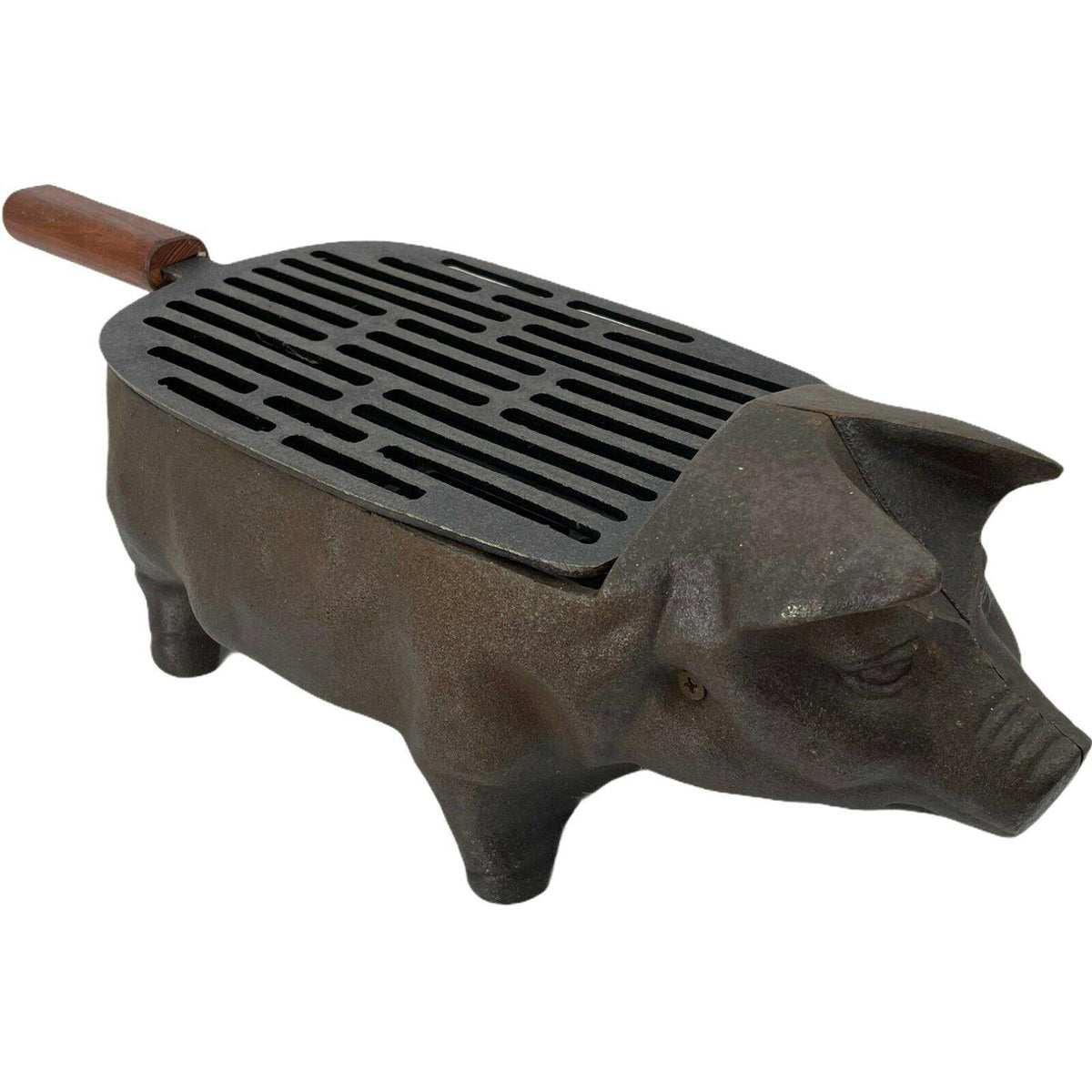Cast Iron Pig Piggy Hog Small Hibachi Tabletop Charcoal BBQ Barbecue Grill