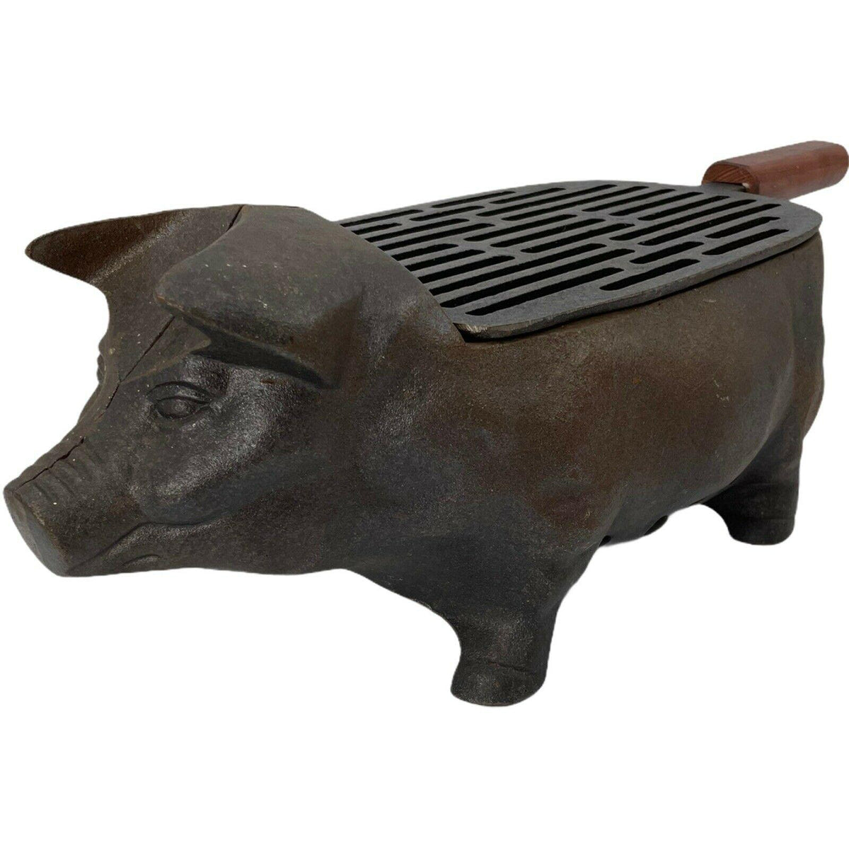 Cast Iron Pig Piggy Hog Small Hibachi Tabletop Charcoal BBQ Barbecue Grill