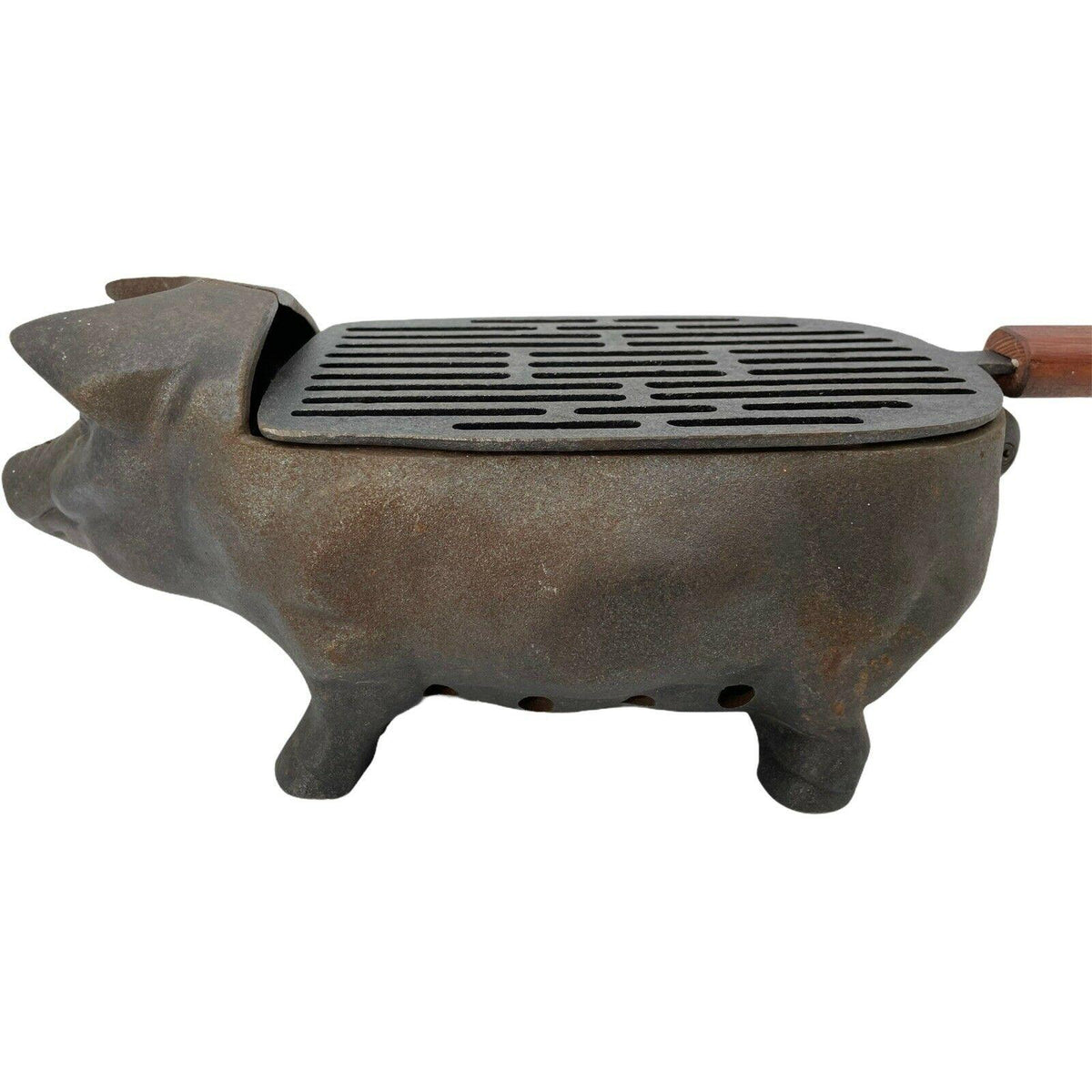 Cast Iron Pig Piggy Hog Small Hibachi Tabletop Charcoal BBQ Barbecue Grill