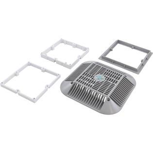 Main Drain Grate, 14" x 14" Square, Retro to 9" x 9", Lt Gry