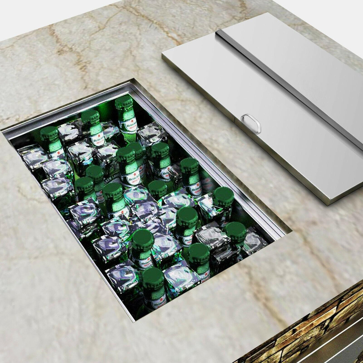 7 Sizes Drop In Ice Chest Bin Boxes W/ Cover Stainless Steel Outdoor/Indoor 304