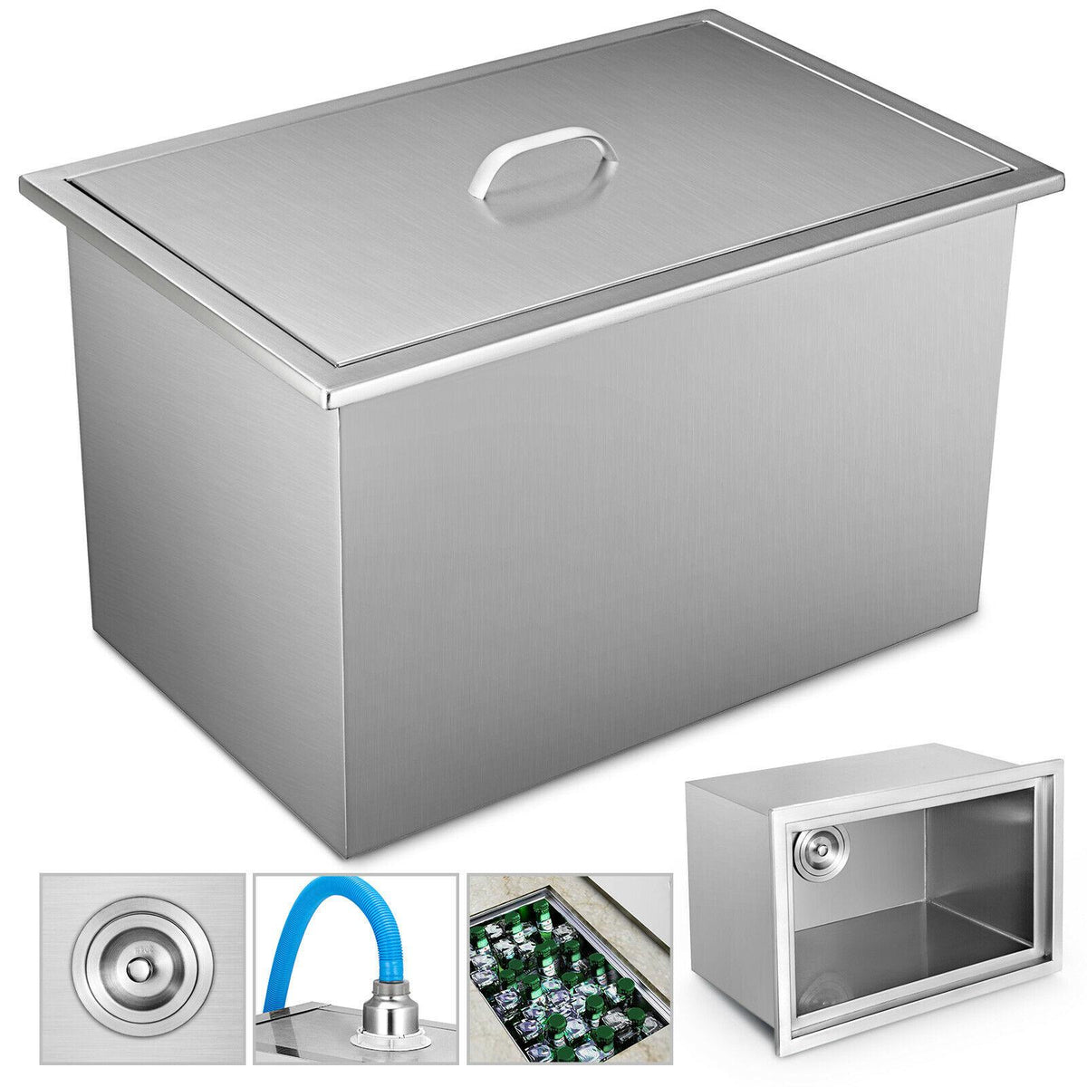 7 Sizes Drop In Ice Chest Bin Boxes W/ Cover Stainless Steel Outdoor/Indoor 304