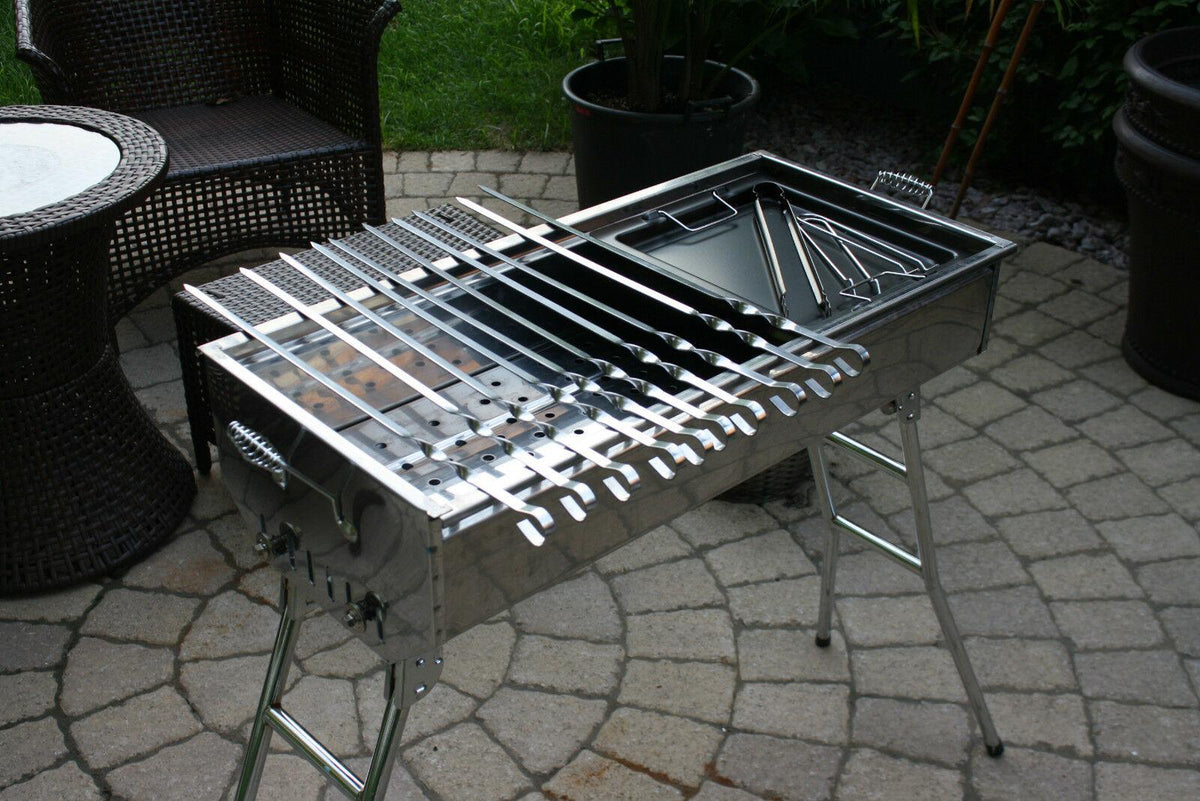 STAINLESS STEEL CHARCOAL GRILL MANGAL SHISH  KABAB KABOB BBQ BARBECUE SHASHLIK