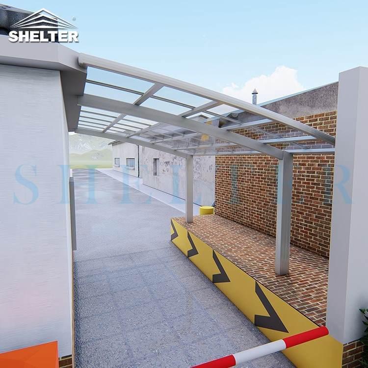 Wholesale Arched Roof Drive Thru/EV stand carport/Toll Gate Polycarboante Cover